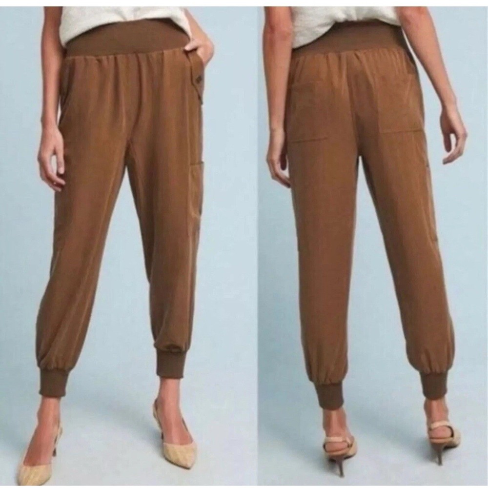 Anthropologie Maeve Cicerone Joggers Size M Brown Baggy Pull On Pants $120